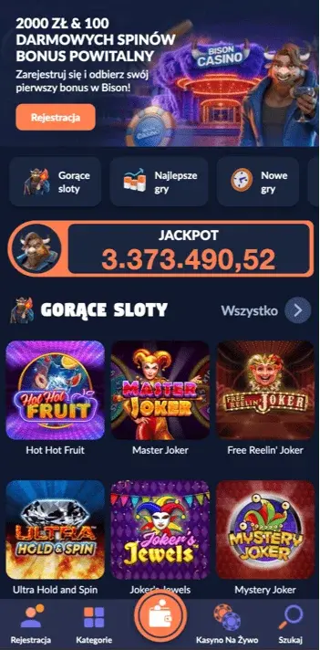 Bison Casino Zrzut ekranu 3